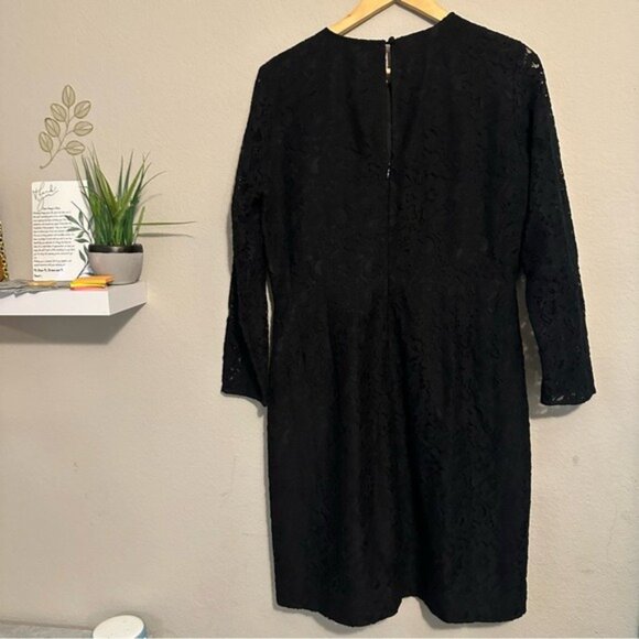 J.Crew Black Lace Cocktail Dress 12 Sheath Lined Classic Romantic Formal - Picture 3 of 12